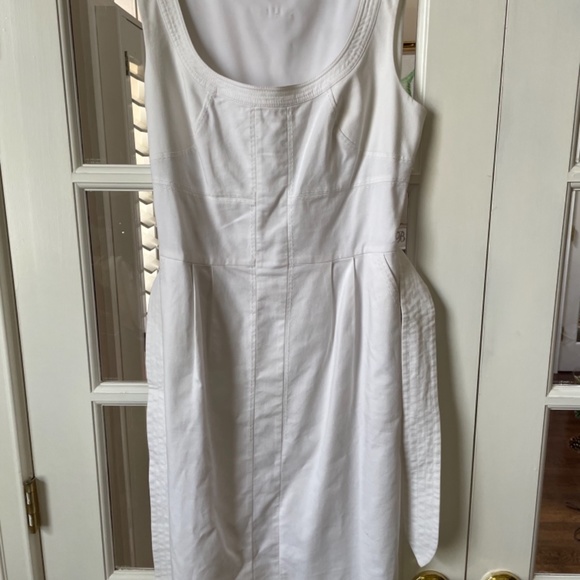 Tory Burch Modest Midi White Cotton Dress - Picture 9 of 13